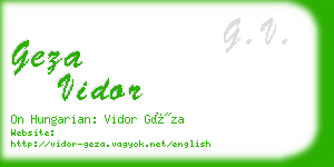 geza vidor business card